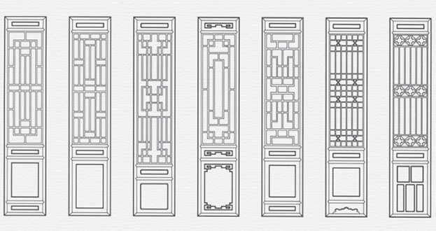 青山常用中式仿古花窗图案隔断设计图